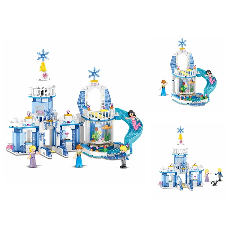 

Creative New hot selling 344 pcs Snow Princess Elsa Ice Castle Princess Anna 2 in 1 Legoings Blocks Children's Toys Gifts