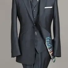 Новое прибытие Настроить /мужской s Мода для мужчин темно-серый Жених Свадебные костюмы дворца джентльмен мужской костюм(пиджак+ брюки+ жилет+ галстук