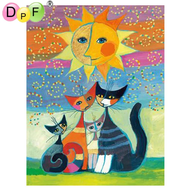 

DPF 5D diy Diamond painting Mosaic Handmade Diamont Painting cat Diamond Embroidery Animals Patterns Rhinestones Arts wall decor