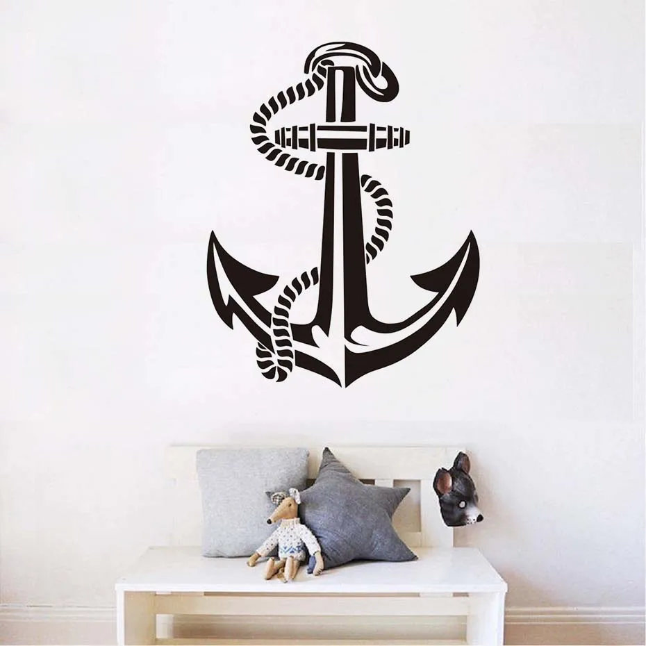 Sailing Ship Anchor Removable Black Vinyl Wall Sticker Art Murals For