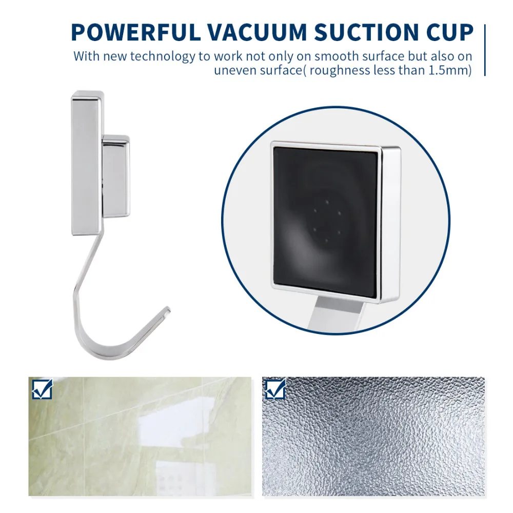 Крючок из нержавеющей стали для ванной комнаты, съемный вакуумный двойной крепкий крючок, кухонная настенная вешалка для полотенец, банный шар, квадратный серебристый