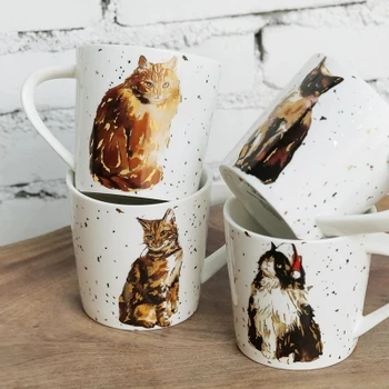 

2019 new style Cartoon Cat Ceramic Cups Mug Breakfast Cups Juice Cup Large Water Cup Coffee mugs Couple mug