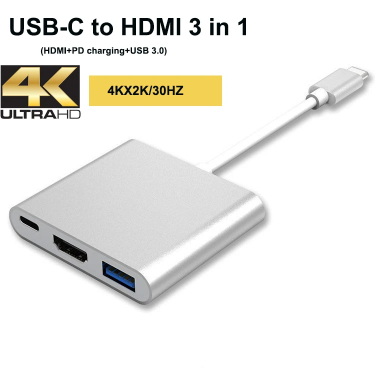 USB-C многопортовый hdmi концентратор VGA DVI адаптер кабель для нового apple macbook и macbook pro с Thunderbolt 3 порты - Цвет: USB-C to HDMI 3 in 1