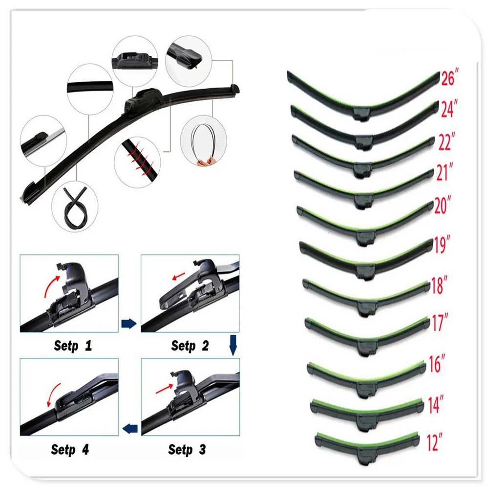 

Car auto Frameless Bracketless refill Rubber Wiper Blade for BMW E34 F10 F20 E92 E38 E91 E53 E70 X5 M M3 E46 E39 E38 E90