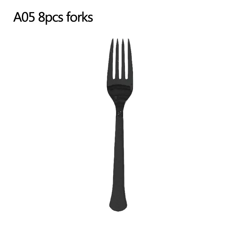 A05-forks 18/30/40/50/60th Birthday Party Decoration Plates Cups Napkins Tablecloth Forks Knives Spoon Disposable Party Tableware Supplies - Цвет: A05-forks