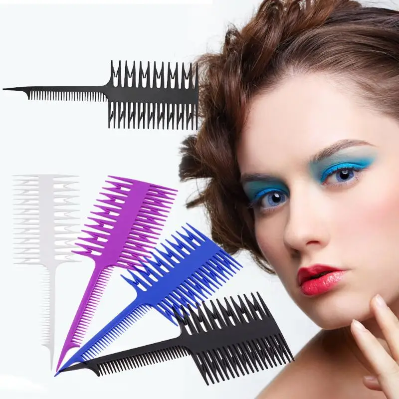 1pc Professional Hair Dye Comb 4 Colors Fish Bone Shape Comb Hair