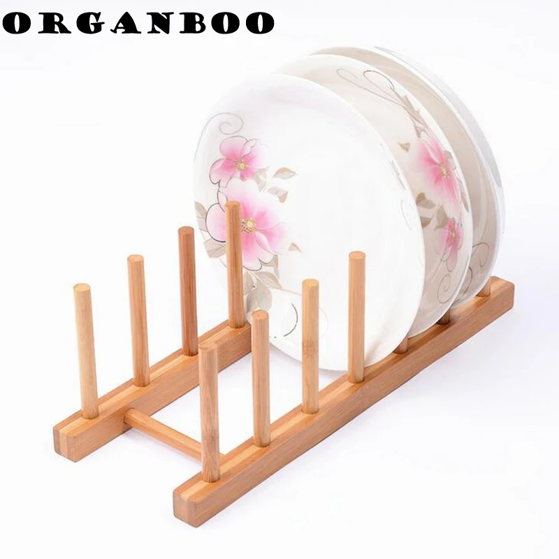 

ORGANBOO multi-function wooden + bamboo plate racks solid plate CD bookshelves racks 3grids/4 grids/6grids choose