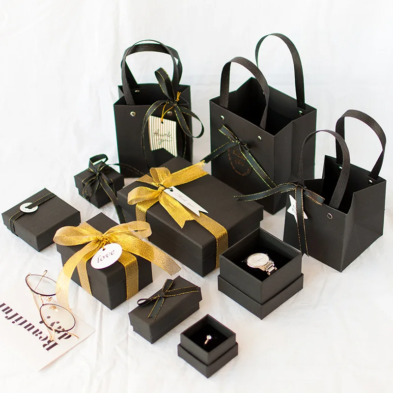 

Christmas high quality black sweet gif box beloved Valentine's Day paper gift bag Creative wedding jewelry box Packing