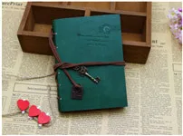 Новейшая винтажная Волшебная цепочка для ключей ретро кожаная записная книжка Дневник Блокнот лист кожаная обложка пустая записная книжка журнал дневник - Цвет: 14x10cm green