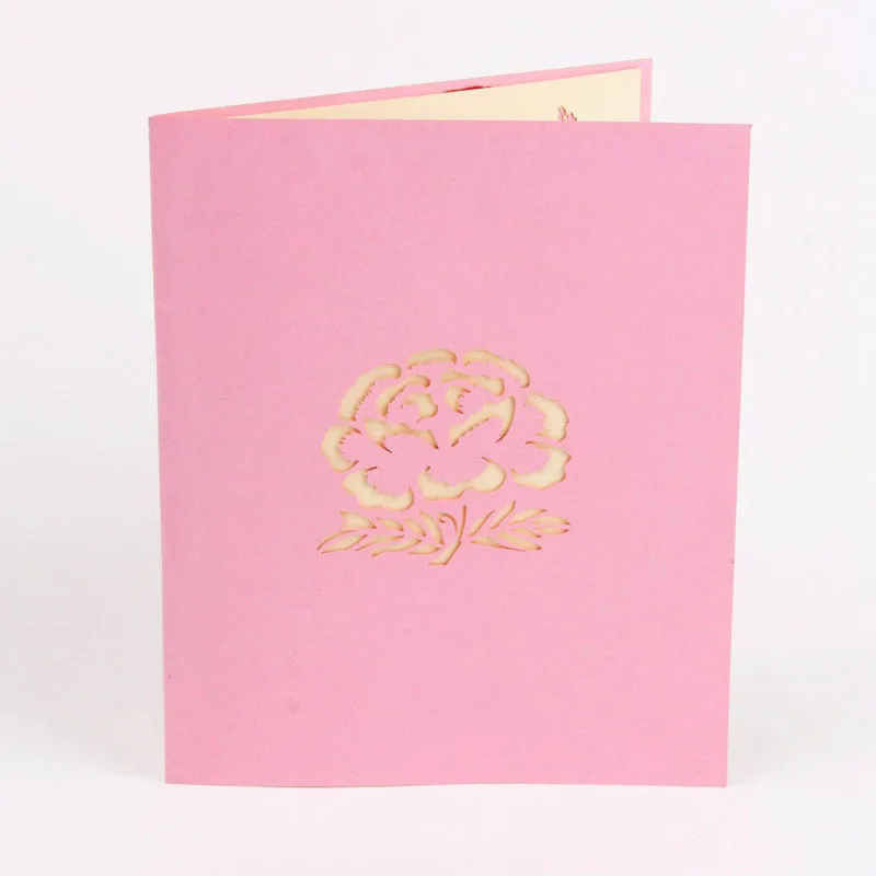  3D Laser Cut Handmade Luoyang Peony Flower Paper Invitation Greeting Card PostCard Business Wedding - 32792064253