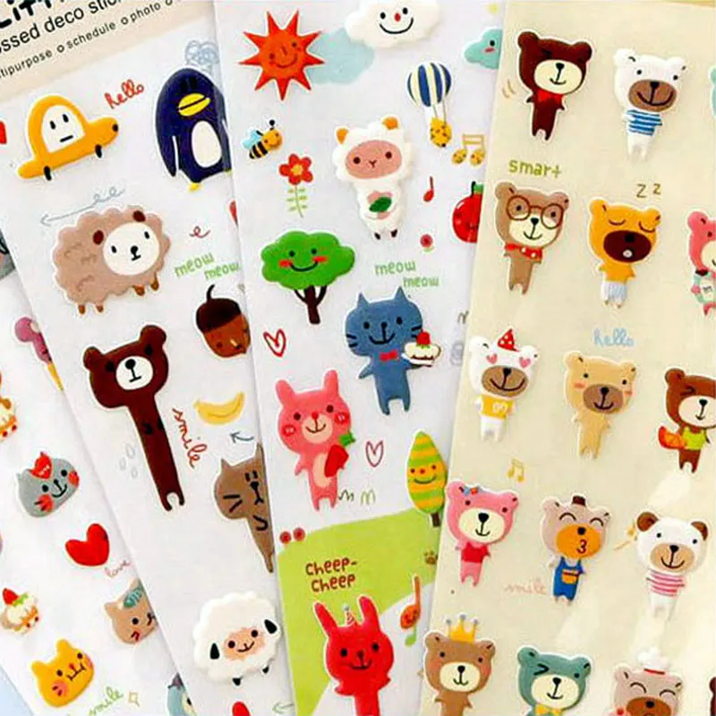 

1 pcs Cute animal 3D Bubble stickers DIY album adhesive paper Scrapbook Notebook decoration sticker stationery kids gifts