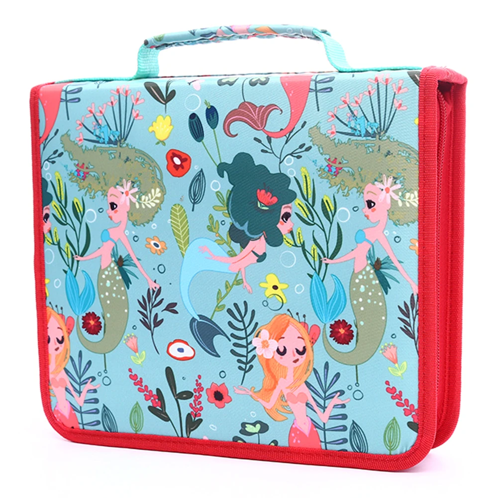 

Students Pen Curtain Large Capacity Stationery Storage Case Space Saving Office Painting Portable Organizer Pencil Bag Polyester