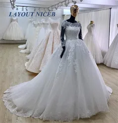 See Through Long Sleeves Wedding Dress Elegant Bridal Dress Lace robe de mariee Tulle suknia slubna trouwjurk abito da sposa See Through Long Sleeves Wedding Dress Elegant Bridal Dress Lace robe de mariee Tulle suknia slubna trouwjurk abito da sposa
