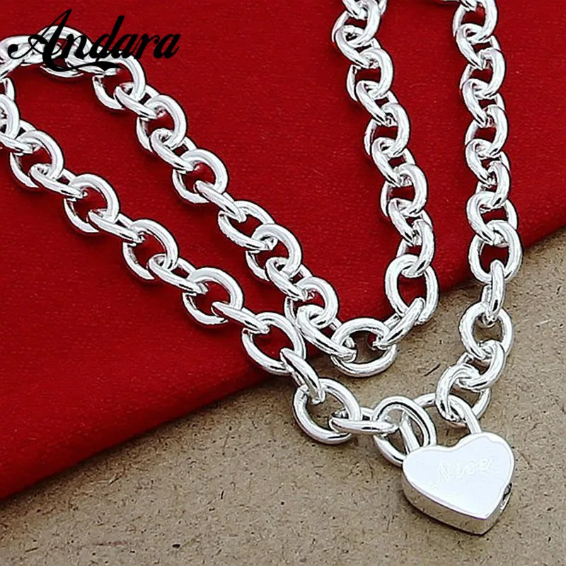 Трендовый стиль 925 серебряный цвет приятный Сердце ожерелья с замком и колье-чокер ожерелье для женщин Рождественский подарок N150