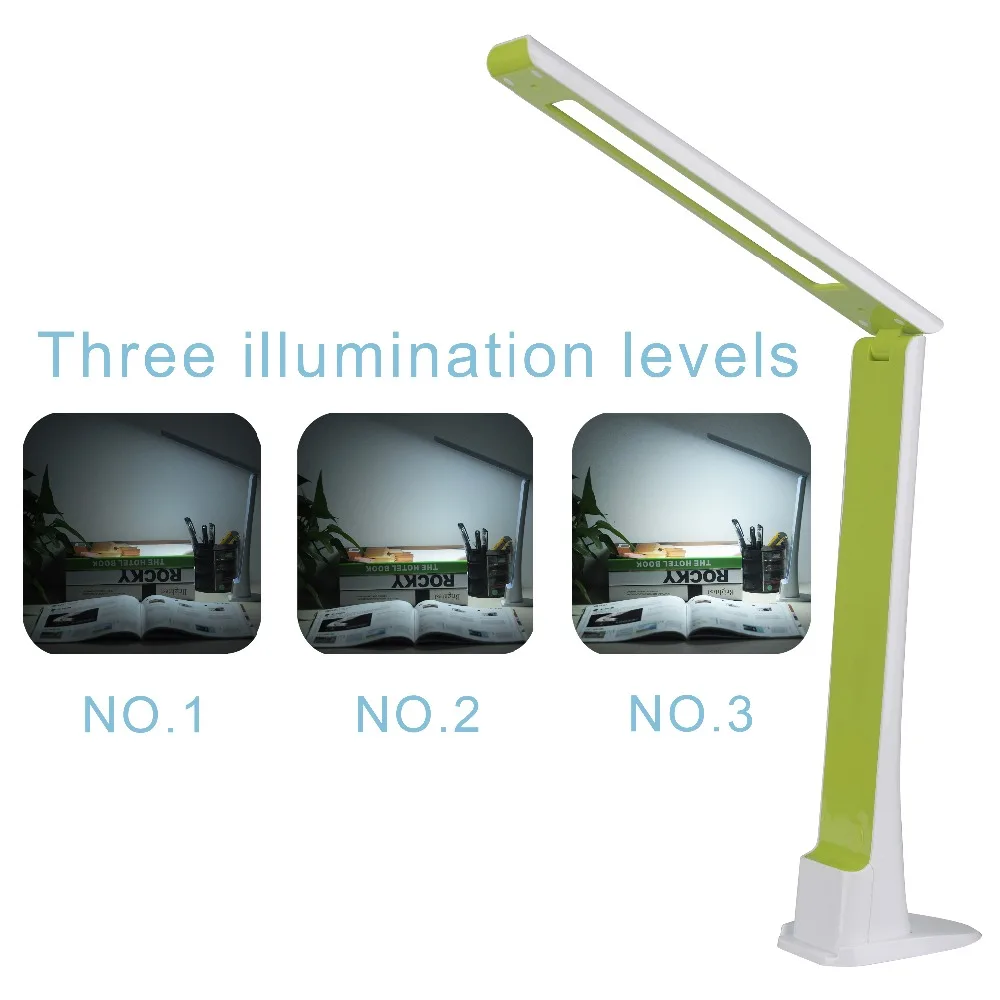 ФОТО Green  LED Table Lamps Eye Care Touch Sensitive Control light USB Charging Desk Lamps 3 Levels Dimmable RH-U12