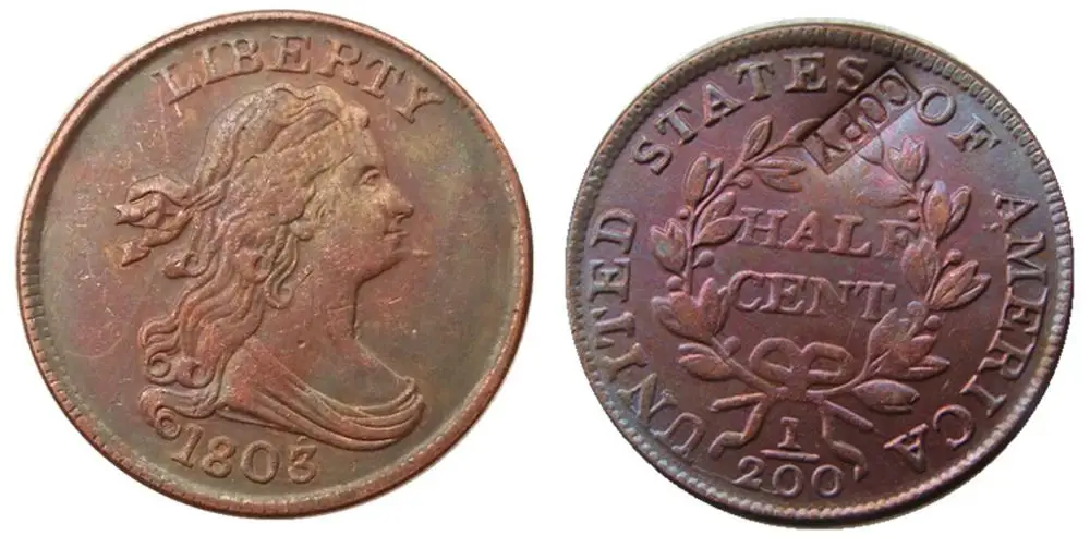 

1803 DRAPED BUST HALF CENTS Copper Copy Decorate Coin