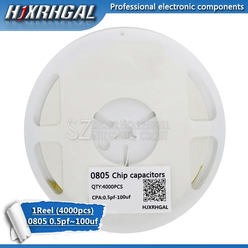 

1reel 0805 smd capacitor ceramic 0.5pF-47uF 2.2pf 3pf 4.7pf 5.6pf 6.8pf 1nf 2.2nf 3.3nf 4.7nf capacitors kit sets hjxrhgal