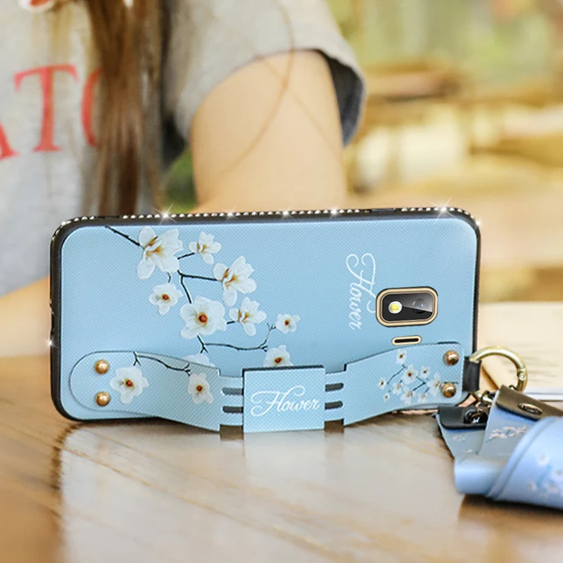 

SemgCeKen Wrist Strap case for samsung galaxy J4 j6 plus j8 2018 j4plus j6plus Luxury Original Diamond bling phone cover 3d cute