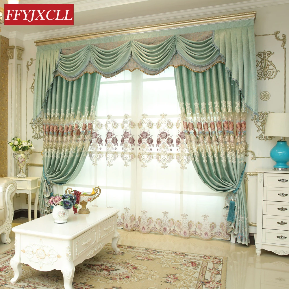 Home Decor High Quality Green Embroidered Luxury Villa Floral