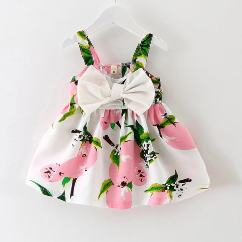 Красивое детское платье с цветочным рисунком для маленьких девочек Летнее мини-платье принцессы без рукавов с юбкой-американкой розовое, красное платье для маленьких девочек от 0 до 4 лет