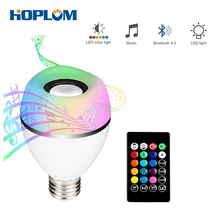 Led Light Bulb with Integrated Bluetooth Speaker,8W E27 RGB+W Changing lamp Wireless Stereo Audio with 24 Keys Remote Control