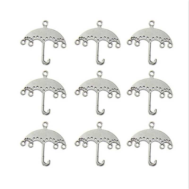 

10pcs/lot new creative antique silver umbrella charms connectors for bracelet necklace pendant diy jewelry making accessories