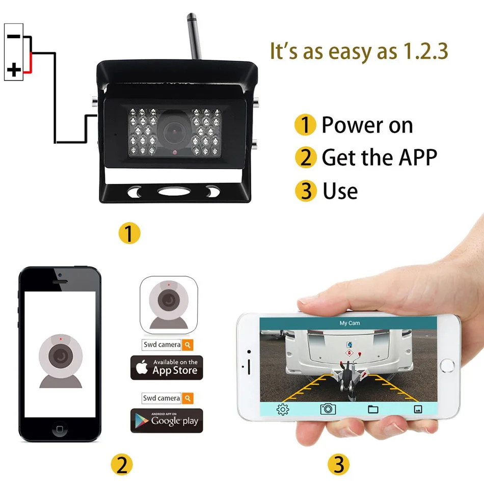 CCTV DC 12V 24V WiFi Беспроводная Автомобильная камера заднего хода для грузовика RV Кемпер трейлер Поддержка IOS и Android системы