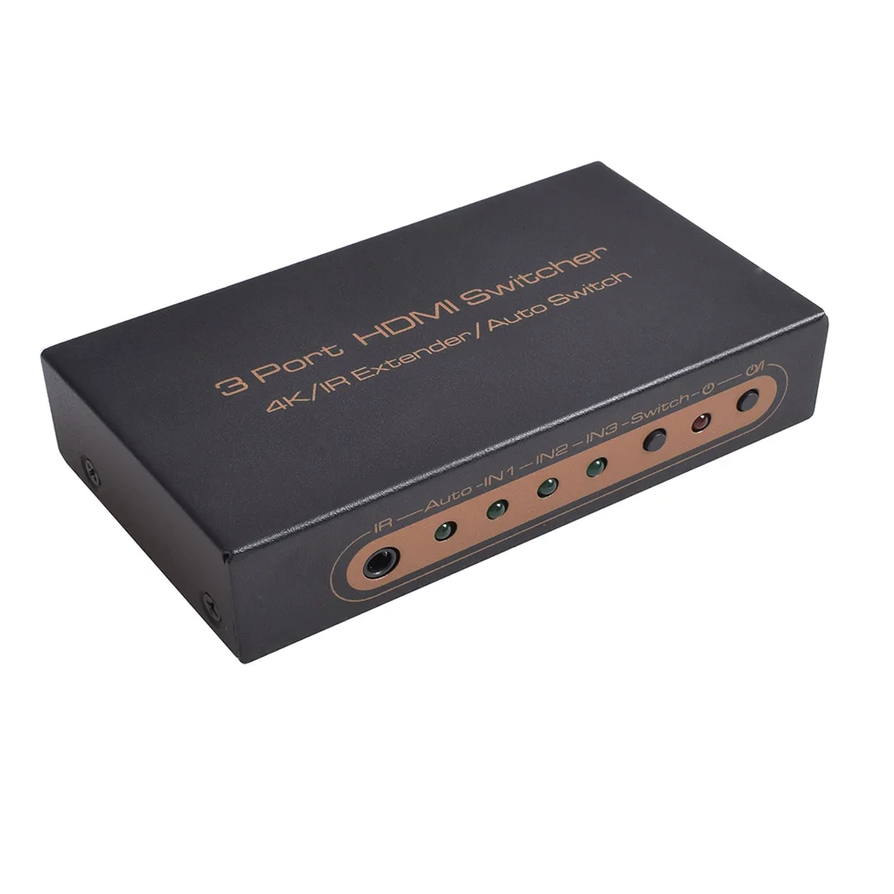 

4K HDMI Switch 3x1 HDMI Switcher Adapter V1.4 HDMI 3 Input to 1 Output Swticher IR Control Metal House Autio Switch