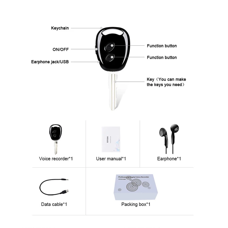 STTWUNAKE original Audio Voice Recorder professional Digital HD Dictaphone Mini hidden key denoise long-distance HiFi Lossless STTWUNAKE original Audio Voice Recorder professional Digital HD Dictaphone Mini hidden key denoise long-distance HiFi Lossless