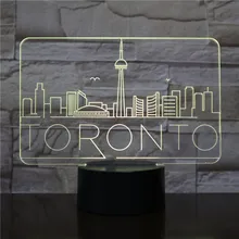 Usb 3d Led Night Light City Toronto Atmosphere Lamp Decoration RGB Kids Baby Gift Famous Buildings Table Lamp Bedside neon india taj mahal usb 3d led night light veilleuse lamp decoration rgb kids baby gift famous buildings table lamp bedside neon