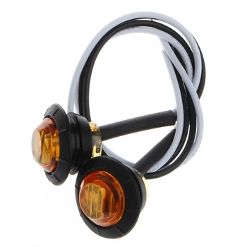 

2X Mini Amber 3/4" Round Side 3 LED Marker Trailer Car Bullet Light Waterproof