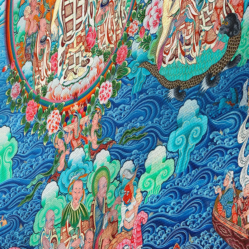 Sakyamuni и Arhat Thangka Тибетский классический художественный копия буддизм статуя Будды Холст печать живопись плакат Настенные картины Домашний декор