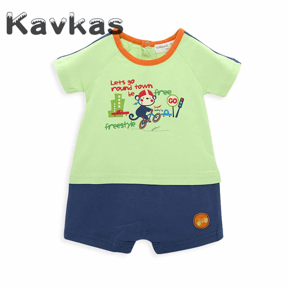 Kavkas/детская одежда детские комбенизоны одежда для малышей для маленьких мальчиков короткий рукав ползунки с принтом из мультфильмов комбинезон костюмы для малышей