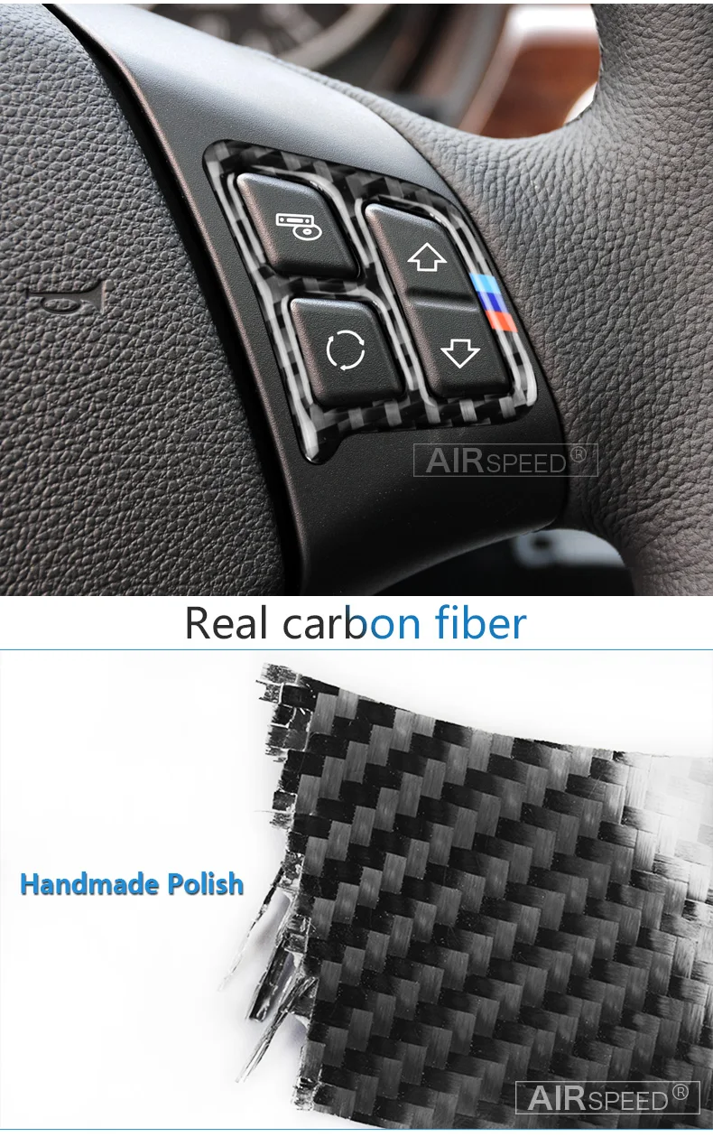 Airspeed for BMW 3 Series E90 Accessories 2005-2012 Carbon Fiber Car Steering Wheel Button Stickers Interior Trim Car Styling (6)
