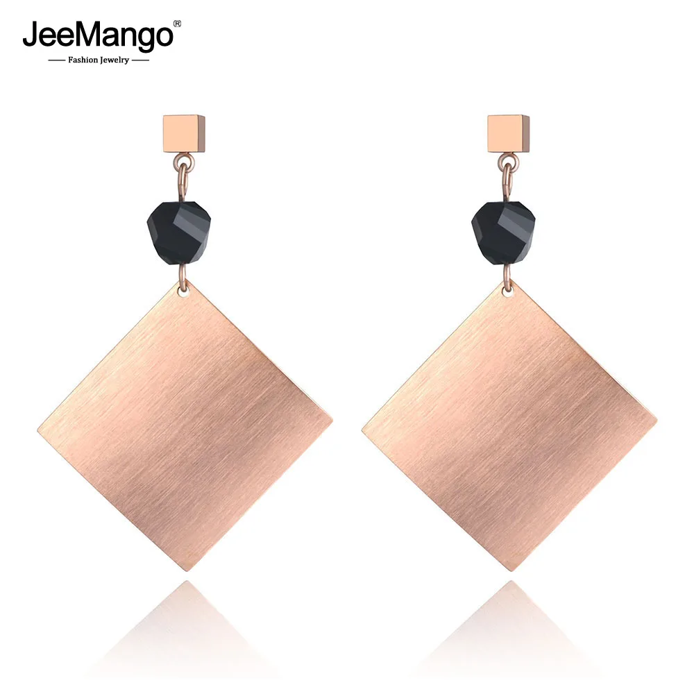 Женские матовые серьги JeeMango квадратные серьги-капли из нержавеющей стали с
