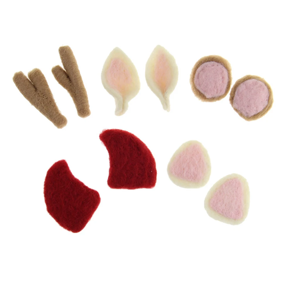 

Wool Felt Cute Ears Bear Rabbit Cat Deer Ears Home Decoration 2 pcs DIY Jewelry Accessory Toddler Girl Hair Clip Headband Decor