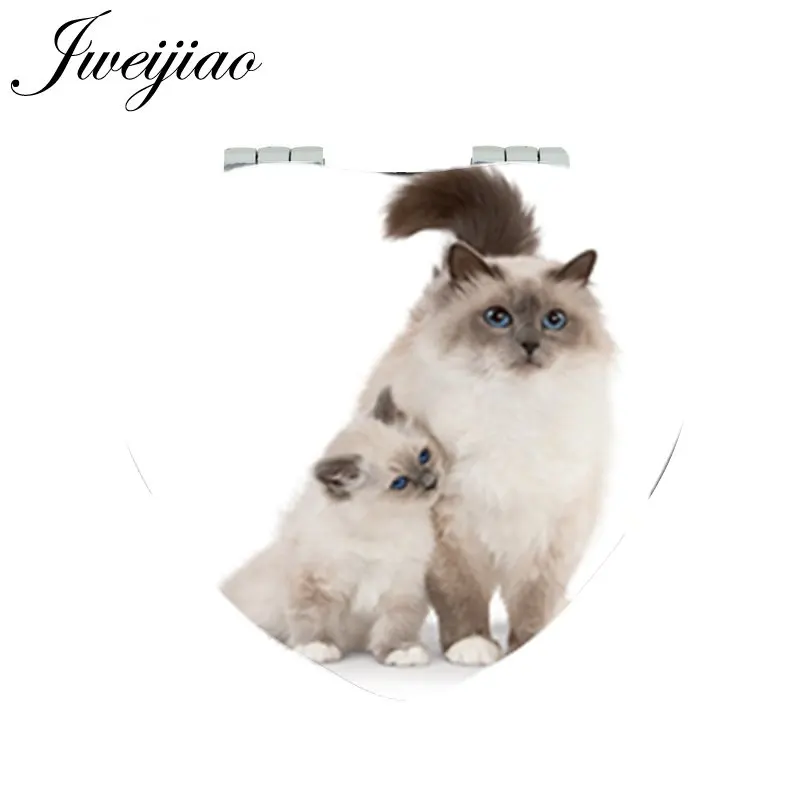 JWEIJIAO Луна и кошка на ветке сердце карманное зеркало из искусственной кожи мини складное 1x/2x увеличительное зеркало для макияжа для женщин - Цвет: E807