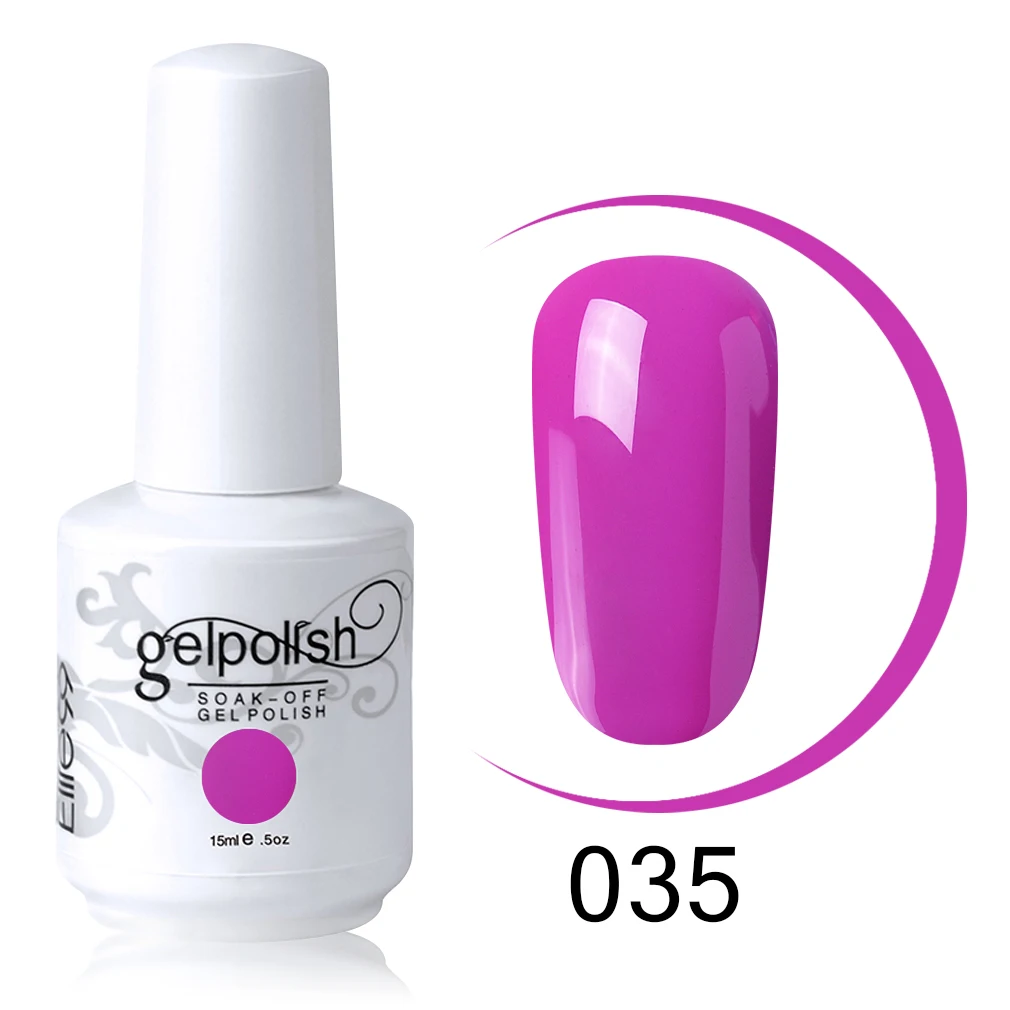 Elite99 15ml Soak Off Nail Gel Polish Semi Permanent Nail Art Manicure Gel Varnish Top Base Coat Needed Lacquer Gel For Nail - Color: 035