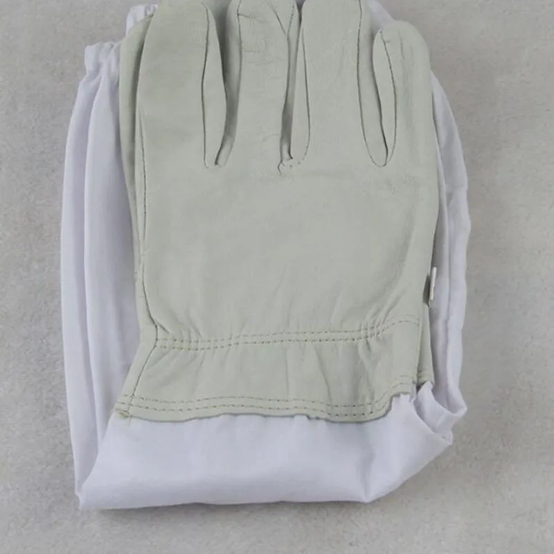Sheepskin Protective Gloves 1 Pair Gloves with Protective Sleeves Ventilated Professional Anti Bee for Apiculture Beekeeper Hot
