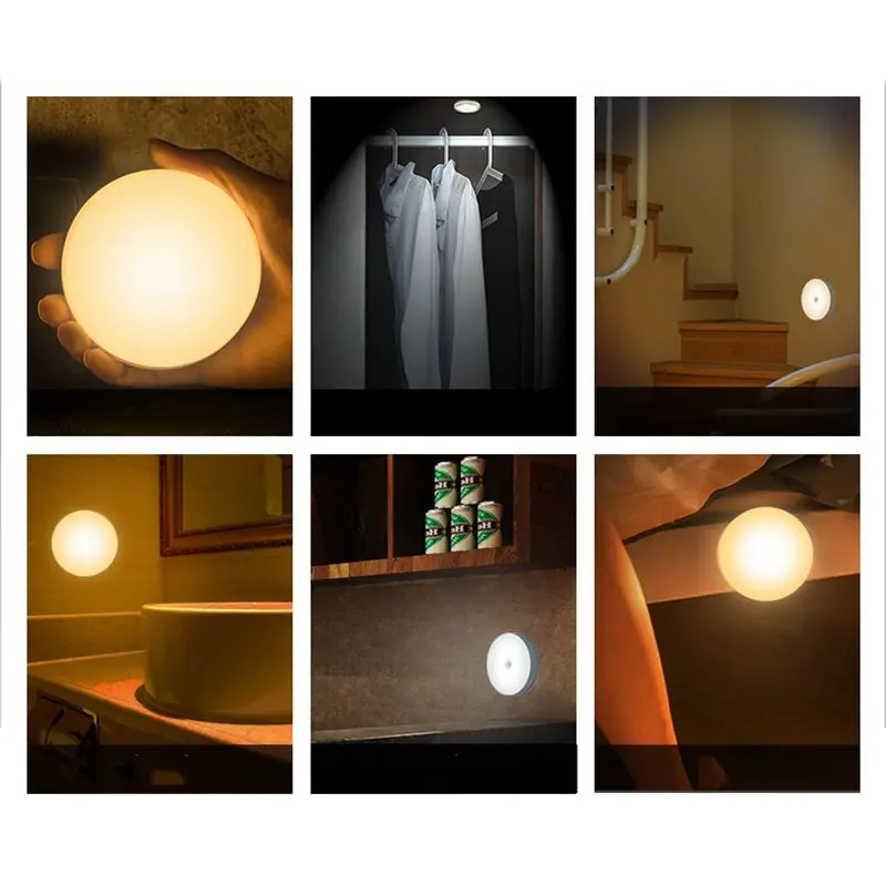 2 шт./лот, Креативный светодиодный умный Ночной светильник, автоматический PIR датчик движения тела, активированный настенный светильник, датчик, светильник для кухонного шкафа, лампа