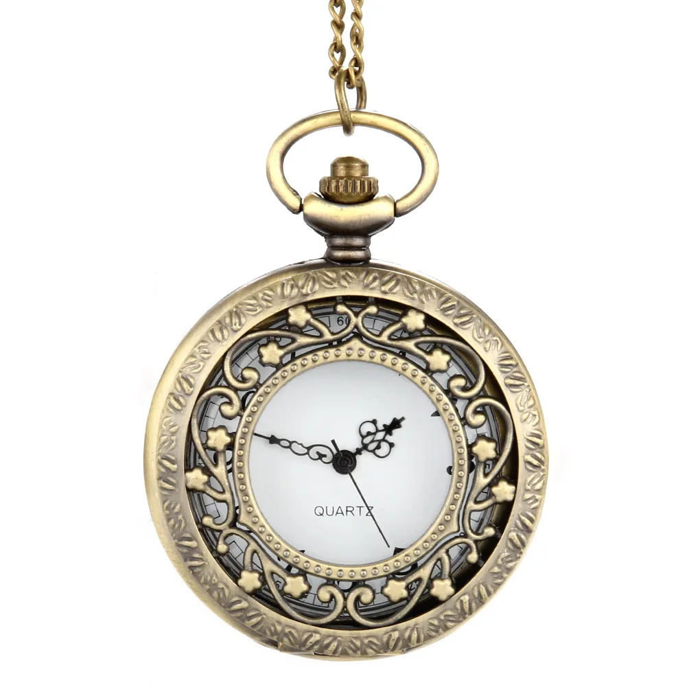 Новые винтажные стимпанк Полые Цветы кварцевые карманные часы ожерелье кулон цепь часы подарки LL@ 17 - Цвет: 7