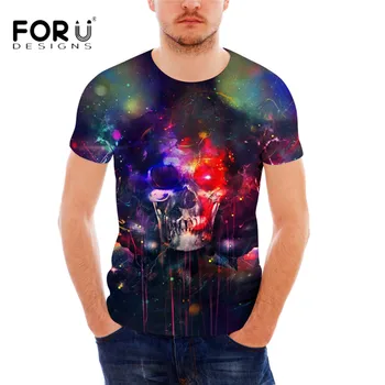 

FORUDESIGNS Vintage Punk Skulls Printed Men Top Tees Brand Designer Male Cotton T Shirt Summer Short Sleeved Student Tee Shirts