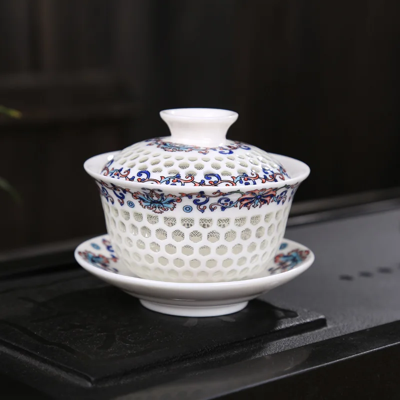 Пустотелый фарфор Gaiwan керамический Tureen чайная чашка церемония для