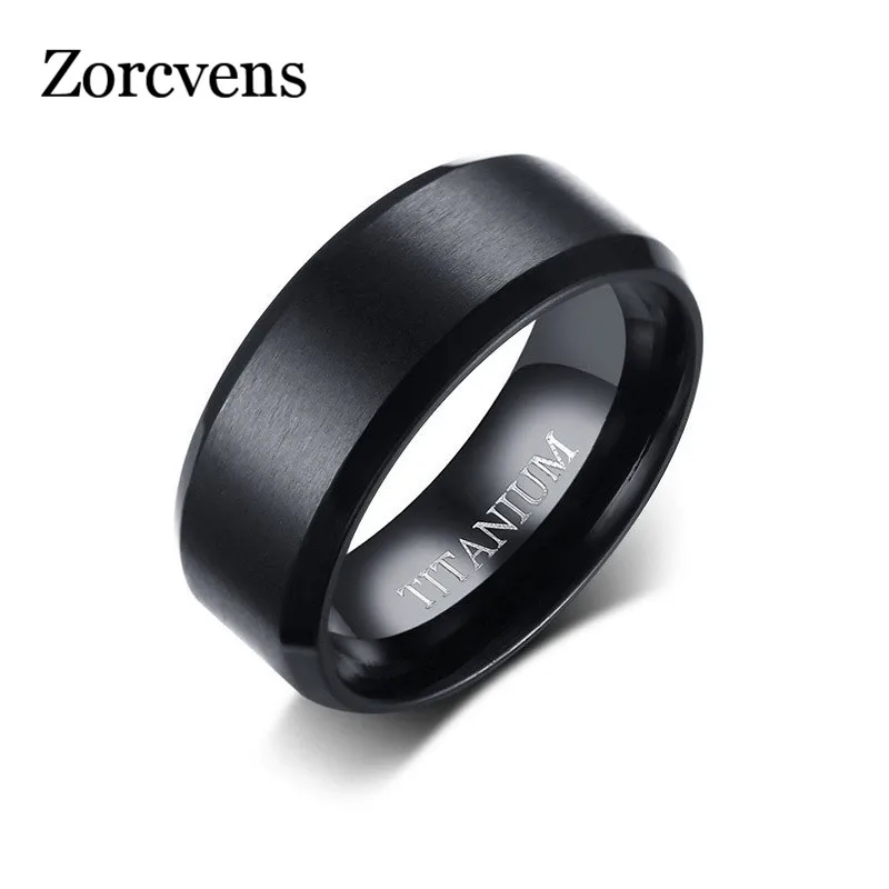 Modyle 2018 New Men Titanium Black Wedding Bands Engagement Ring 8mm Male Finger Rings Jewelry