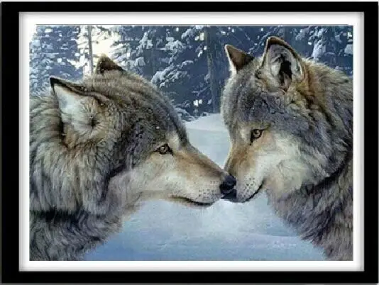 

[Super deals]New mosaic full laid diamond painting embroidery beads Celestial loyal Wolf couple snow diamond cross stitch