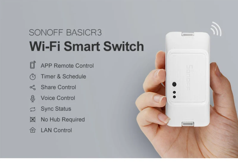 SONOFF BASIC R3 Smart ON/OFF WiFi Switch, Light Timer Support APP/LAN/Voice Remote Control DIY Mode Works With Alexa Google Home
