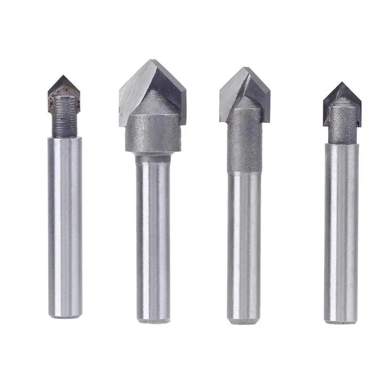 Buy 1/4 inch Shank 90 Degree V Type Groove Flush Trim Router Bit Chuck Trimming