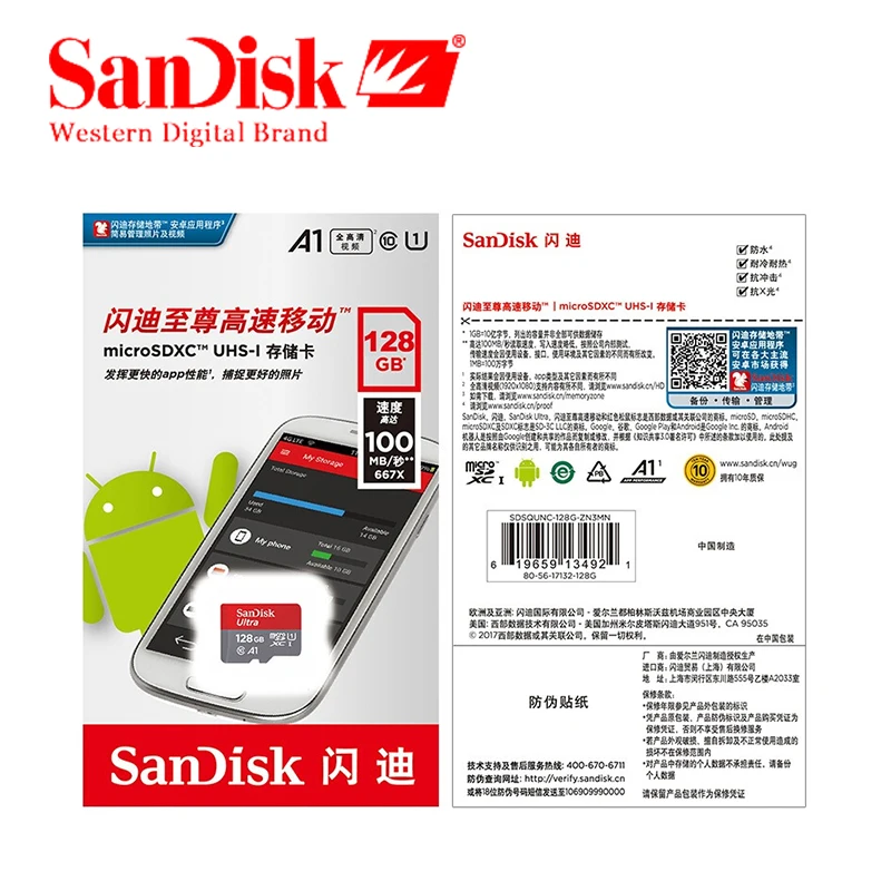 Sandisk микро SD карты Class10 16 Гб оперативной памяти, 32 Гб встроенной памяти, 64 ГБ 128 90 МБ/с. оригинальную карту TF слот для карт памяти флеш-карта памяти