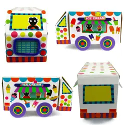 Детская 3D головоломка автомобиль игрушки/детей DIY ручной цветной бумаги, картона стикер игрушки Мороженое автомобиль для развивающие