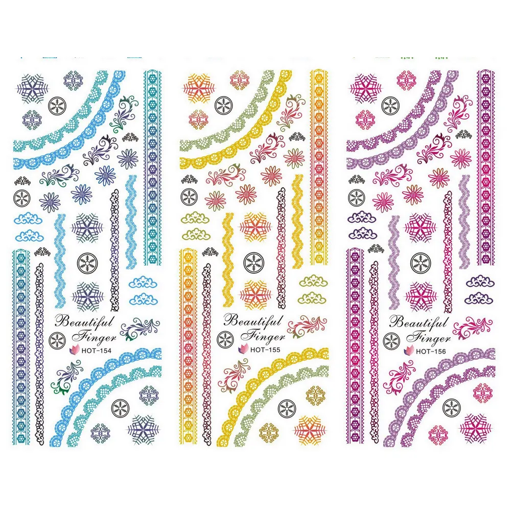 

3 PACKS / LOT MOSAIC FLOWER LACE SWEET HEART CROSS NAIL TATTOOS STICKER WATER TRANSFER DECAL NAIL ART HOT154-156
